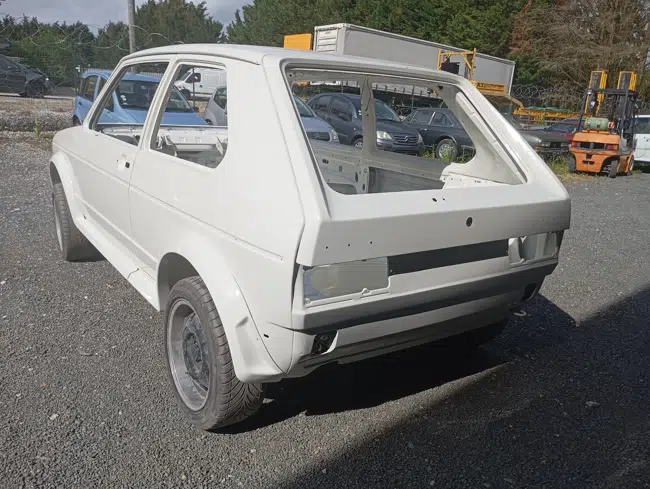 Volkswagen Golf 1 Oettinger blanche, vue arrière